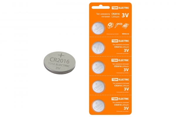 Элемент питания CR2016 Lithium 3V BP-5 TDM Элемент питания CR2016 Lithium 3V BP-5 TDM